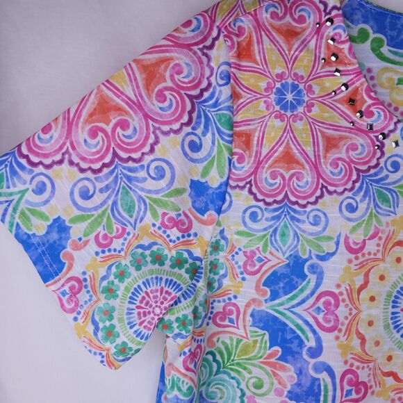 Alfred Dunner Top Medium Colorful Mandala Knit - Picture 3 of 10